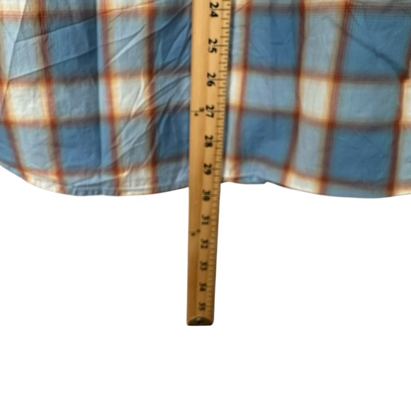 Tommy Bahama Jeans Plaid Shirt Large Blue Orange Cotton Button Down Resort - Picture 12 of 16